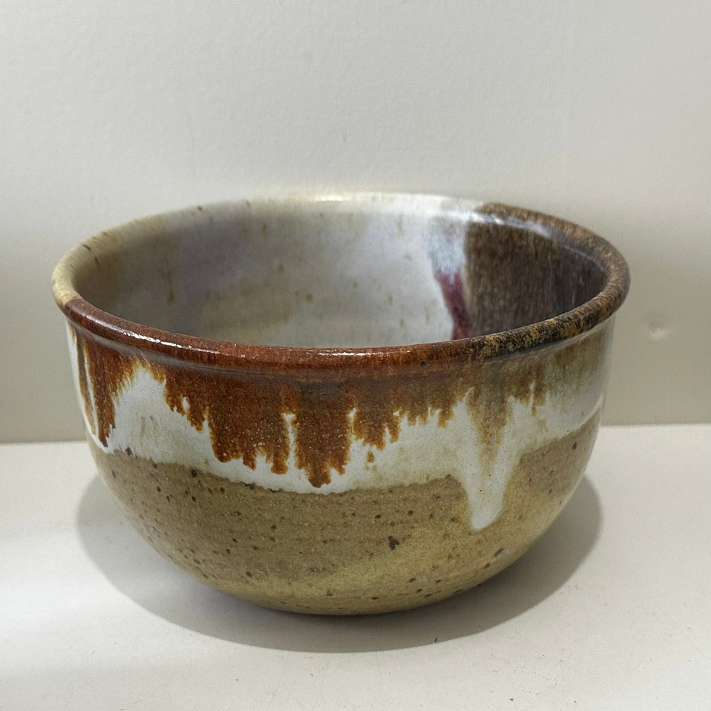 Studio Pottery Hand Thrown Stoneware Bowl Oxblood Red Glaze Signed Artisan 6"